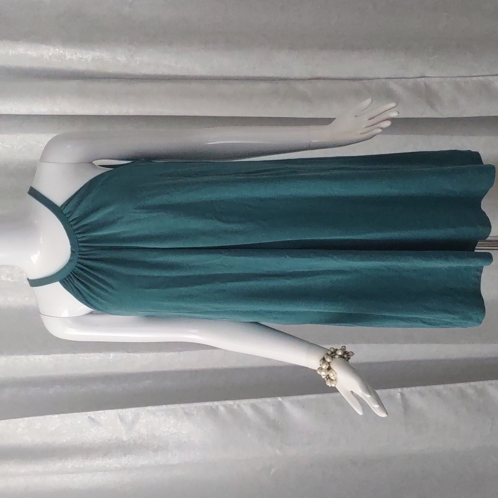 Delia + Eleo halter neck Tie dress Sleeveless Blue Green M Chic Relaxed Fit EUC